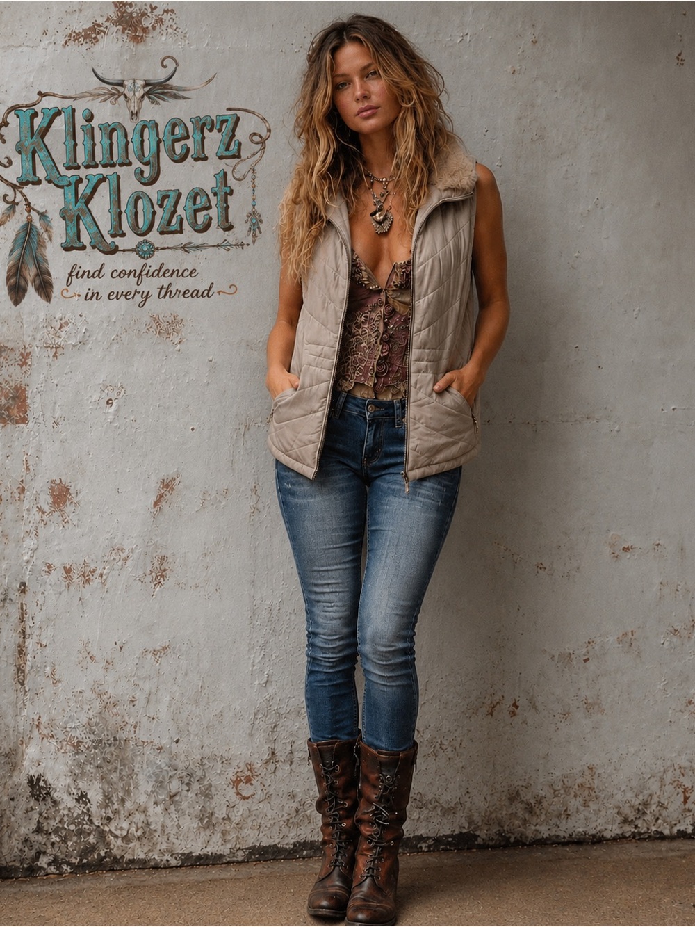 Quilted Faux-Fur Collar Vest - Taupe by Calvin Klein